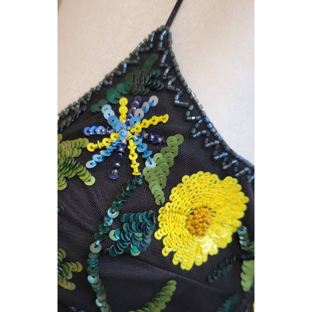 AIDAN Floral Embossed Sequined Cocktail Dress - Picture 7 of 10